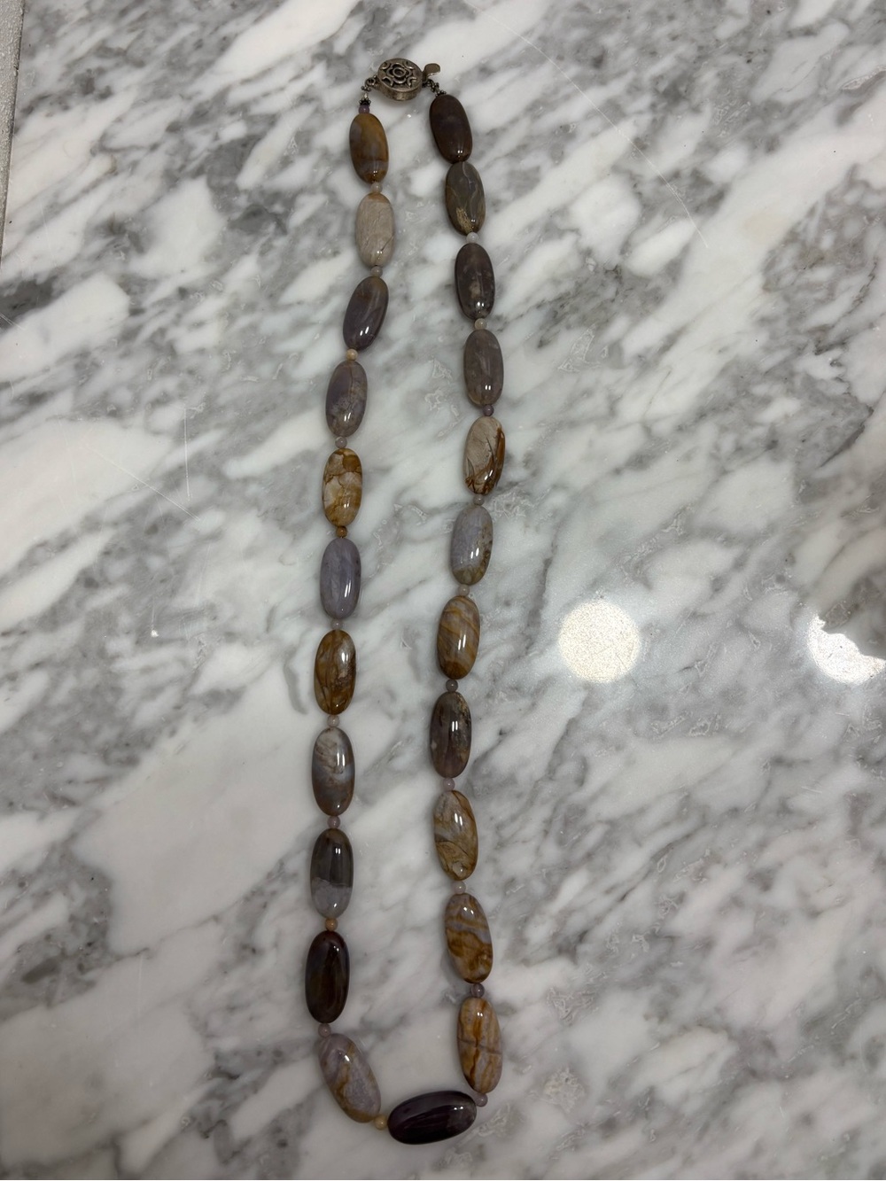 American Vintage Brown and Gray Natural Stone Bead Necklace